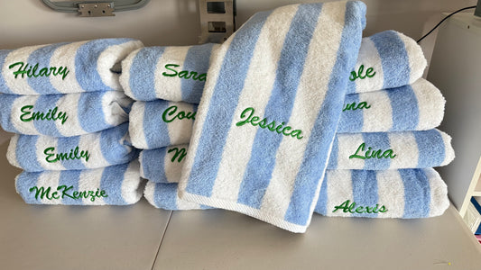 Striped Personalized Pool/Beach Towels – Set of 4 - Embroider now or later