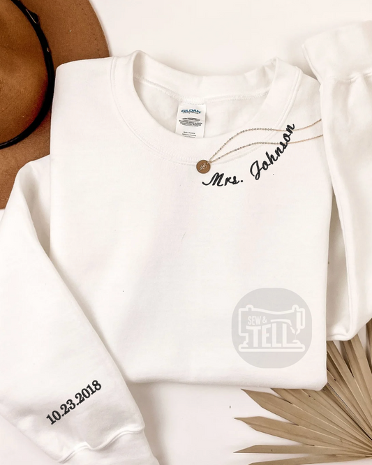 Custom Bride Sweatshirt – Mrs. Name & Wedding Date