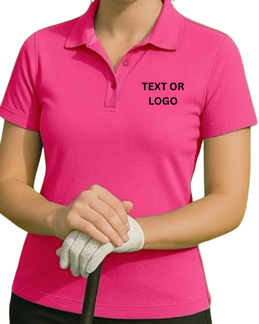 Women's Golf Polo - Custom Embroidered - Left Chest Text or Logo